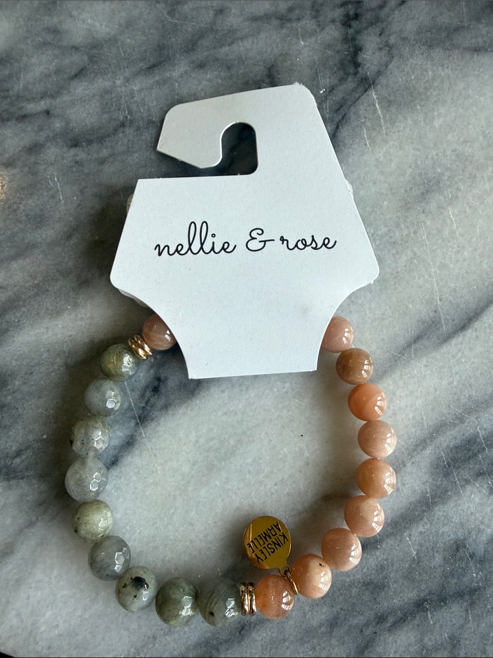 Kinsley Armelle Peach and Sage Beaded Bracelet